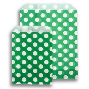 Sachets en papier à pois blancs, vert