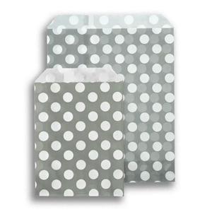 Sachets en papier à pois blancs, gris