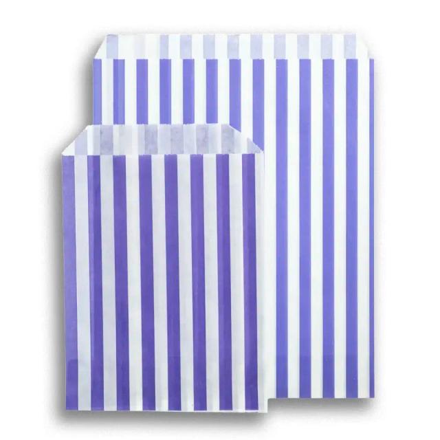 Sachets en papier à rayures violettes