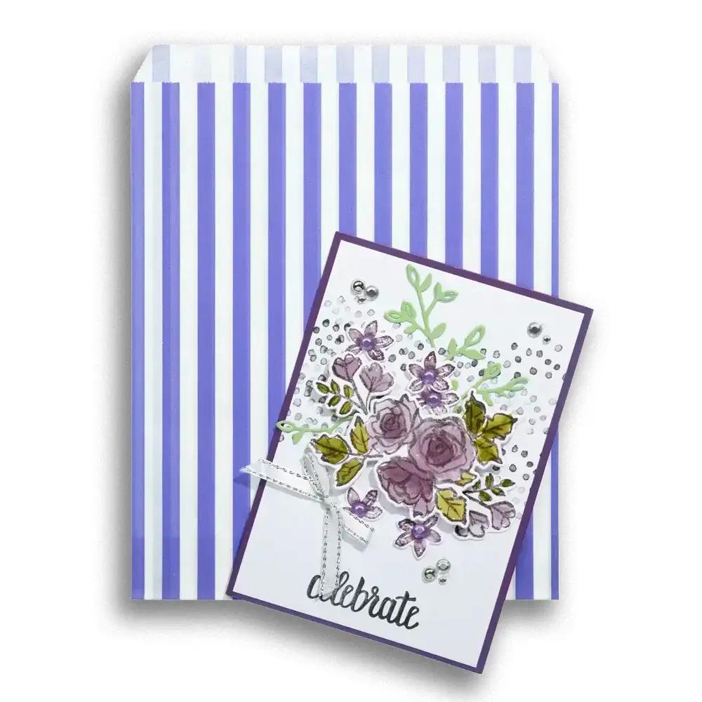 Sachets en papier à rayures violettes