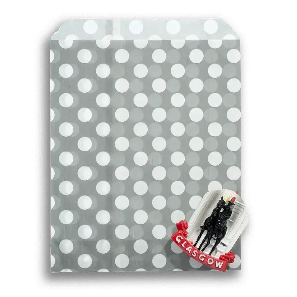 Sachets en papier à pois blancs, gris