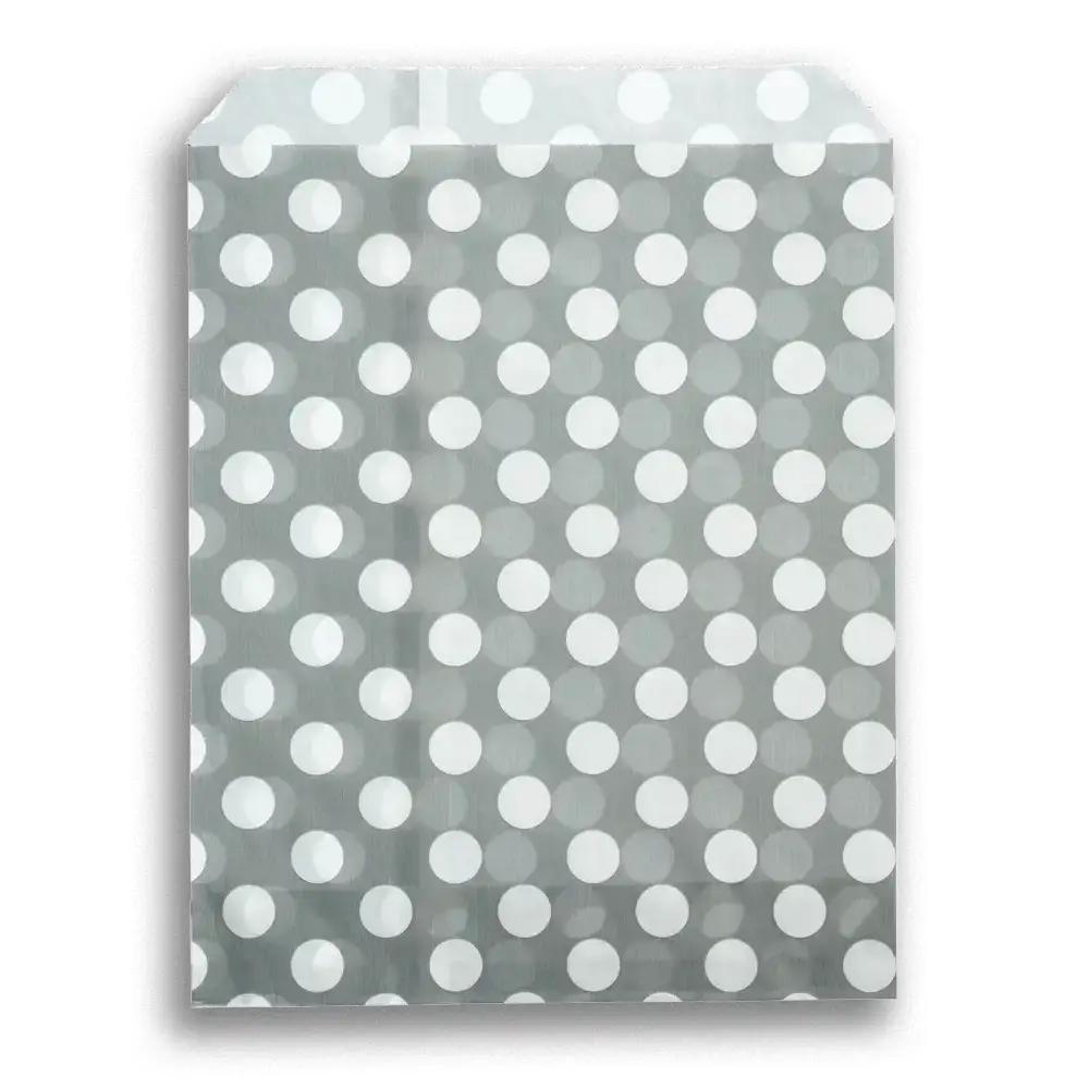 Sachets en papier à pois blancs, gris