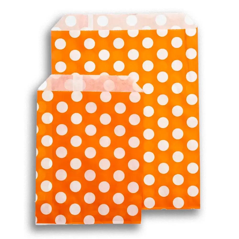 Sachets en papier à pois blancs, orange