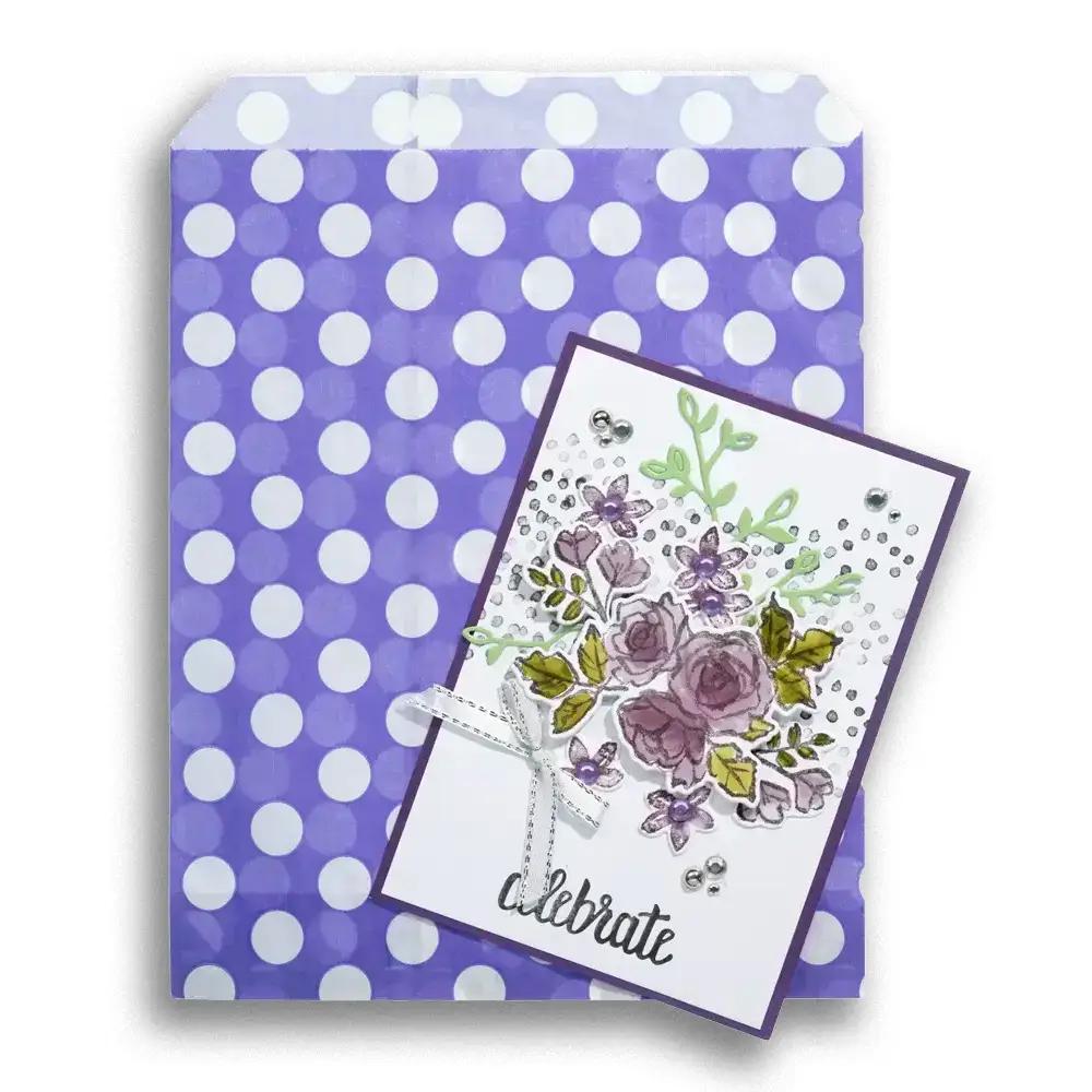 Sachets en papier à pois blancs, violet