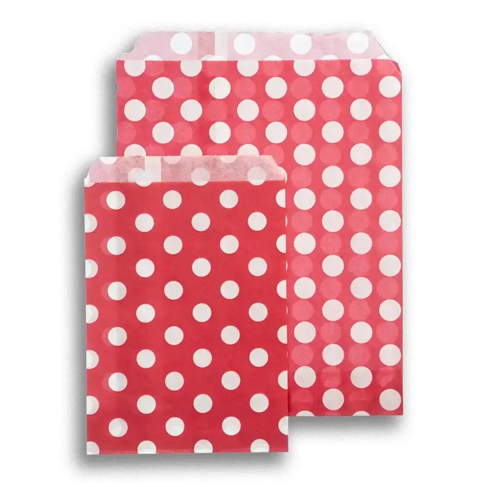 Sachets en papier à pois blancs, rouge