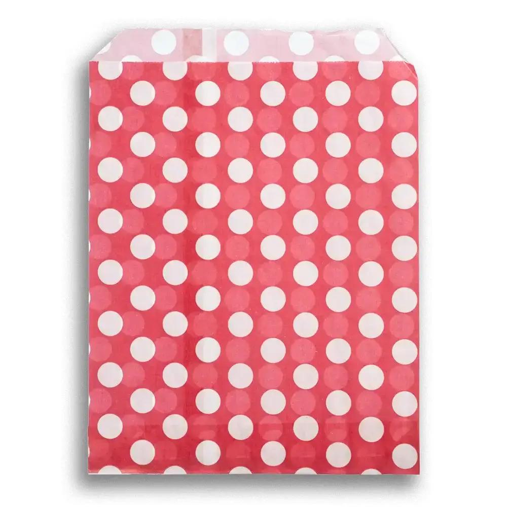 Sachets en papier à pois blancs, rouge