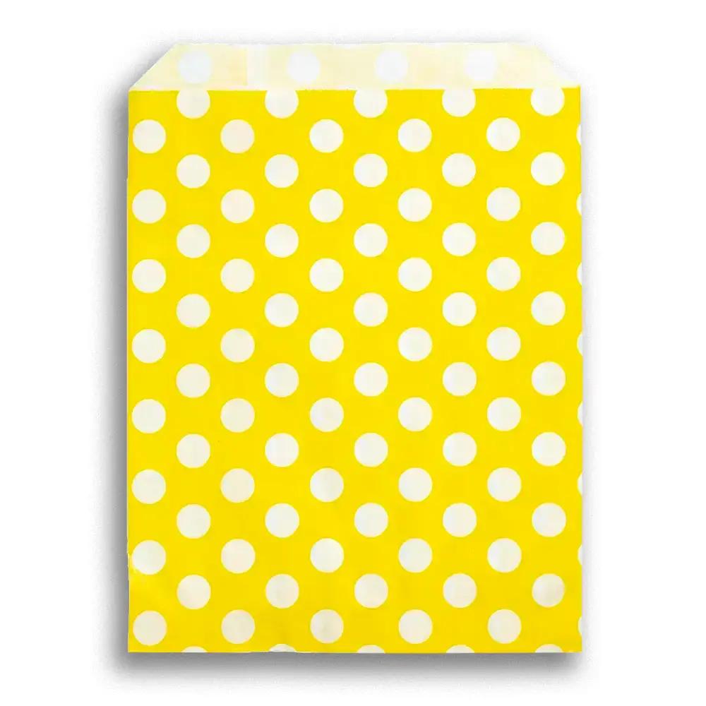 Sachets en papier à pois blancs, jaune