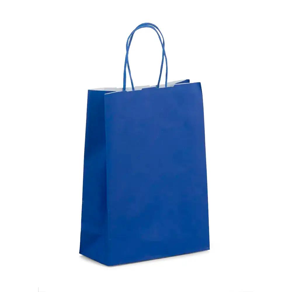 Sacs en papier kraft à poignées torsadées, bleu vif