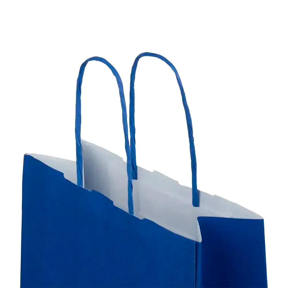 Sacs en papier kraft à poignées torsadées, bleu vif