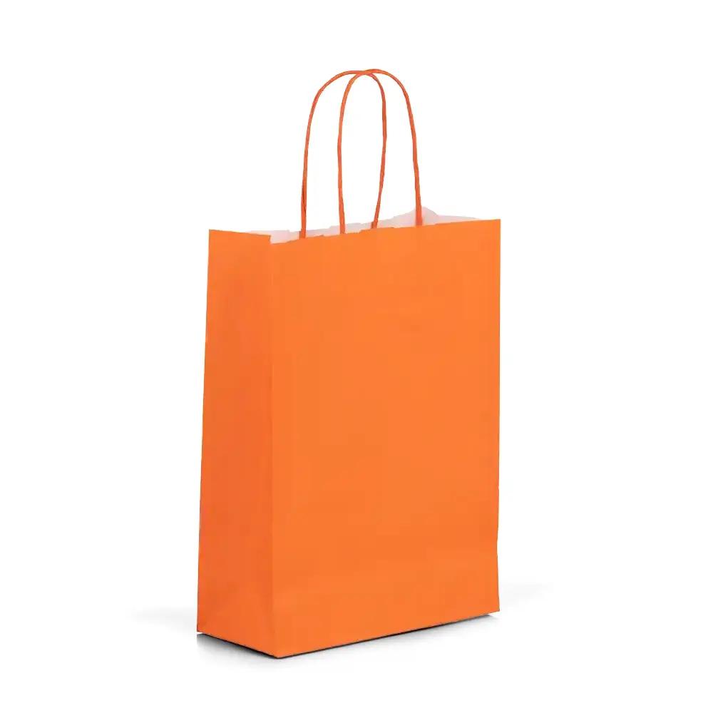 Sacs en papier kraft à poignées torsadées, orange