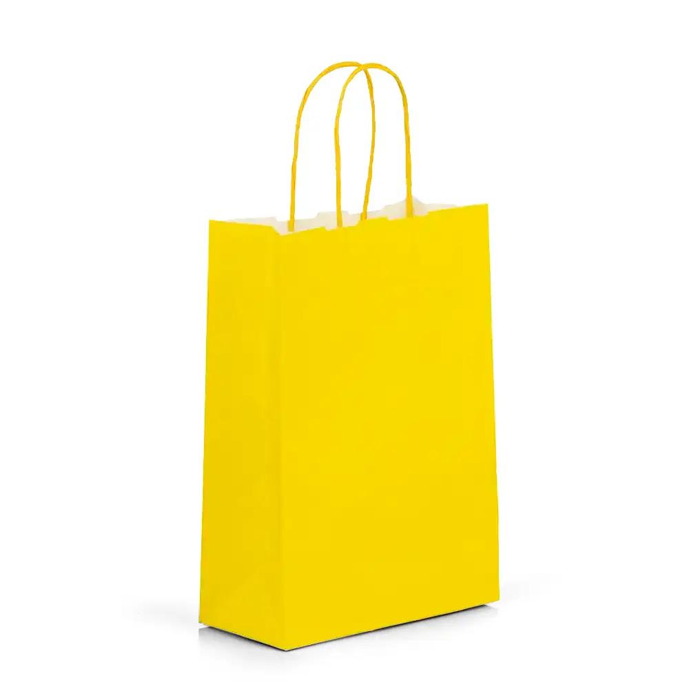 Sacs en papier kraft à poignées torsadées, jaune