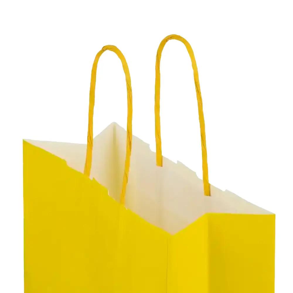 Sacs en papier kraft à poignées torsadées, jaune