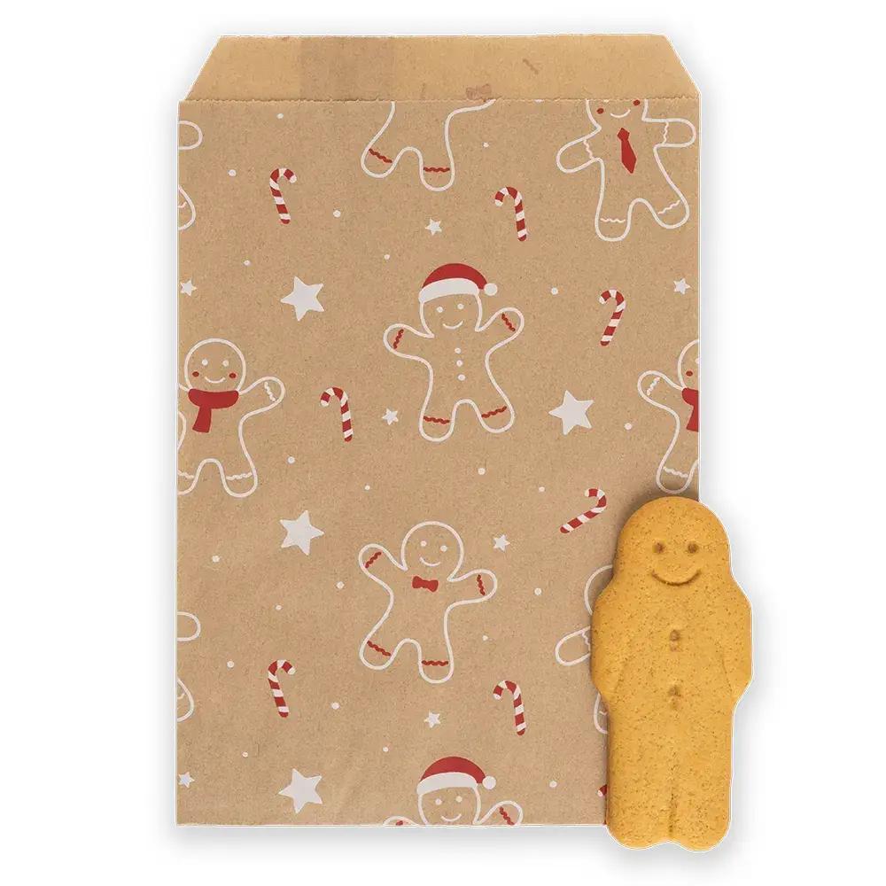 Sachets en papier, motif  bonhomme en pain d´épices