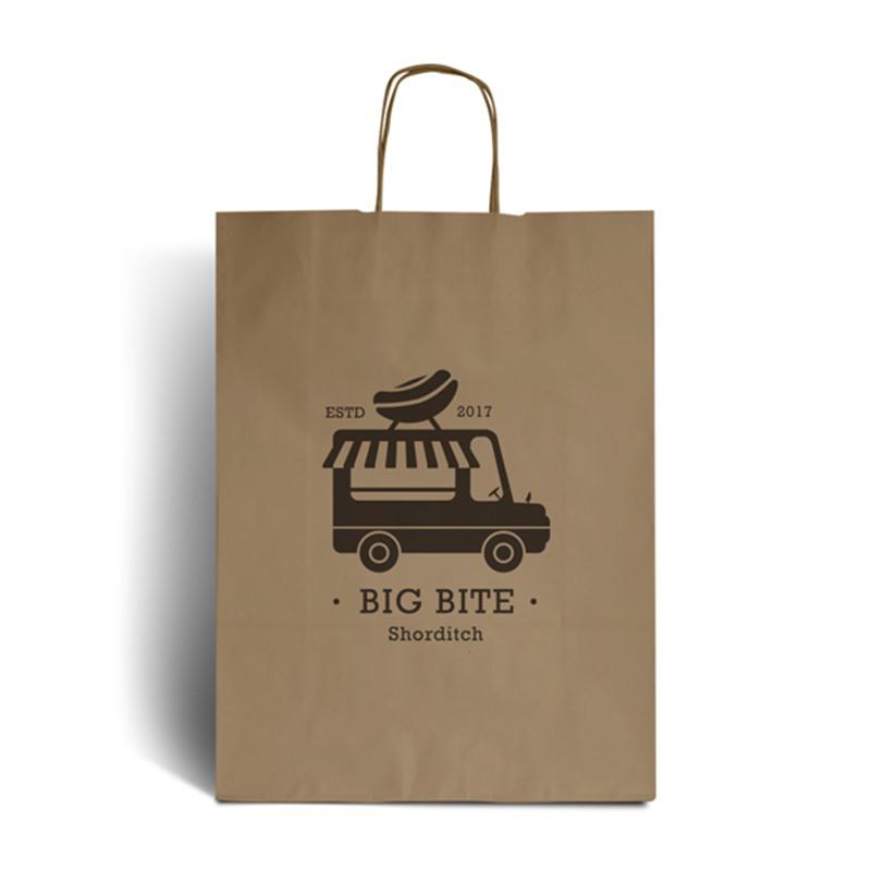 Brown Branded Paper Bags with Twisted Handles