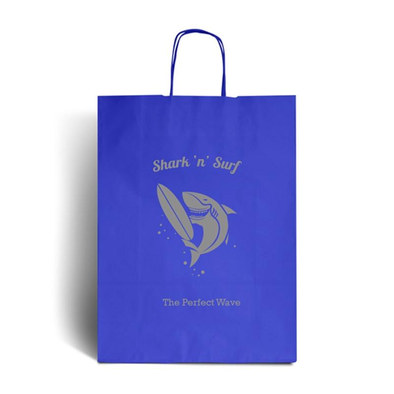 Ocean Blue Branded Paper Bags with Twisted Handles