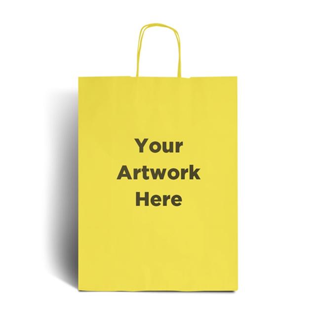 Yellow Branded Paper Bags with Twisted Handles