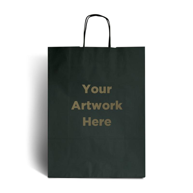 Dark Green Branded Paper Bags with Twisted Handles