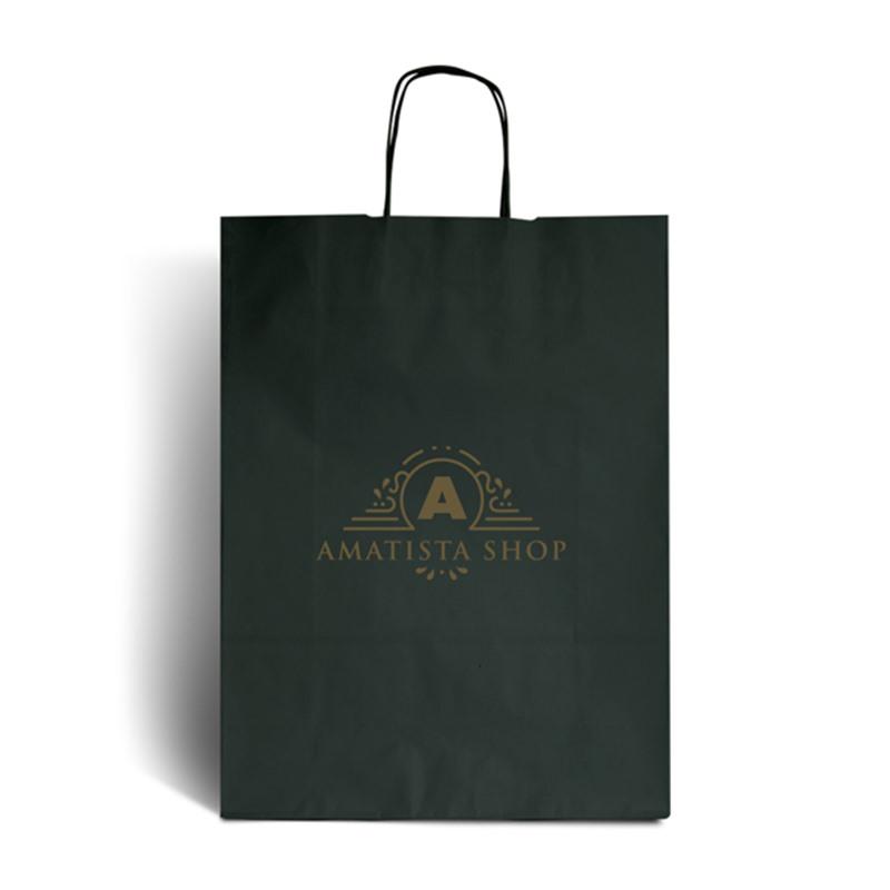 Dark Green Branded Paper Bags with Twisted Handles