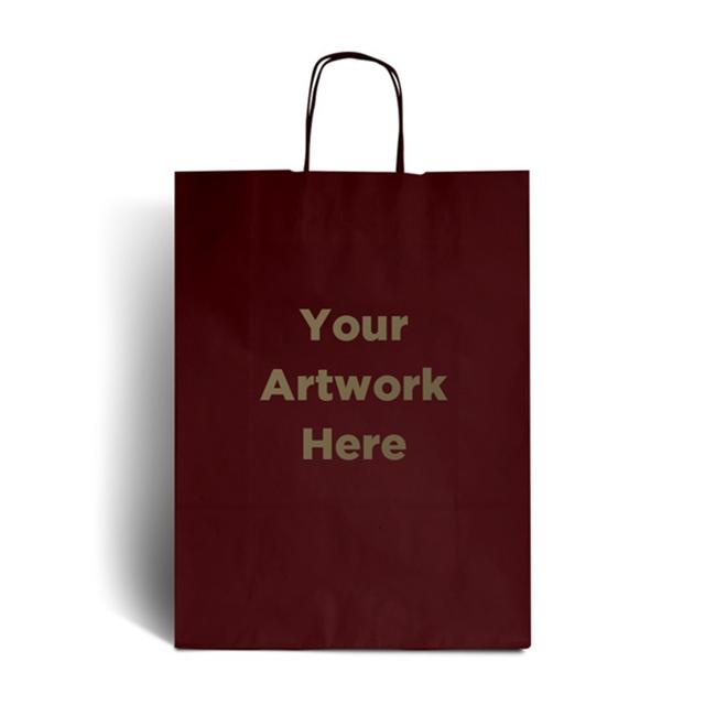 Burnt Red Branded Paper Bags with Twisted Handles